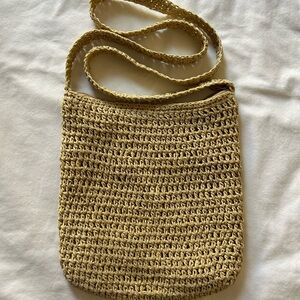 Stylish Tan Crochet Shoulder Bag